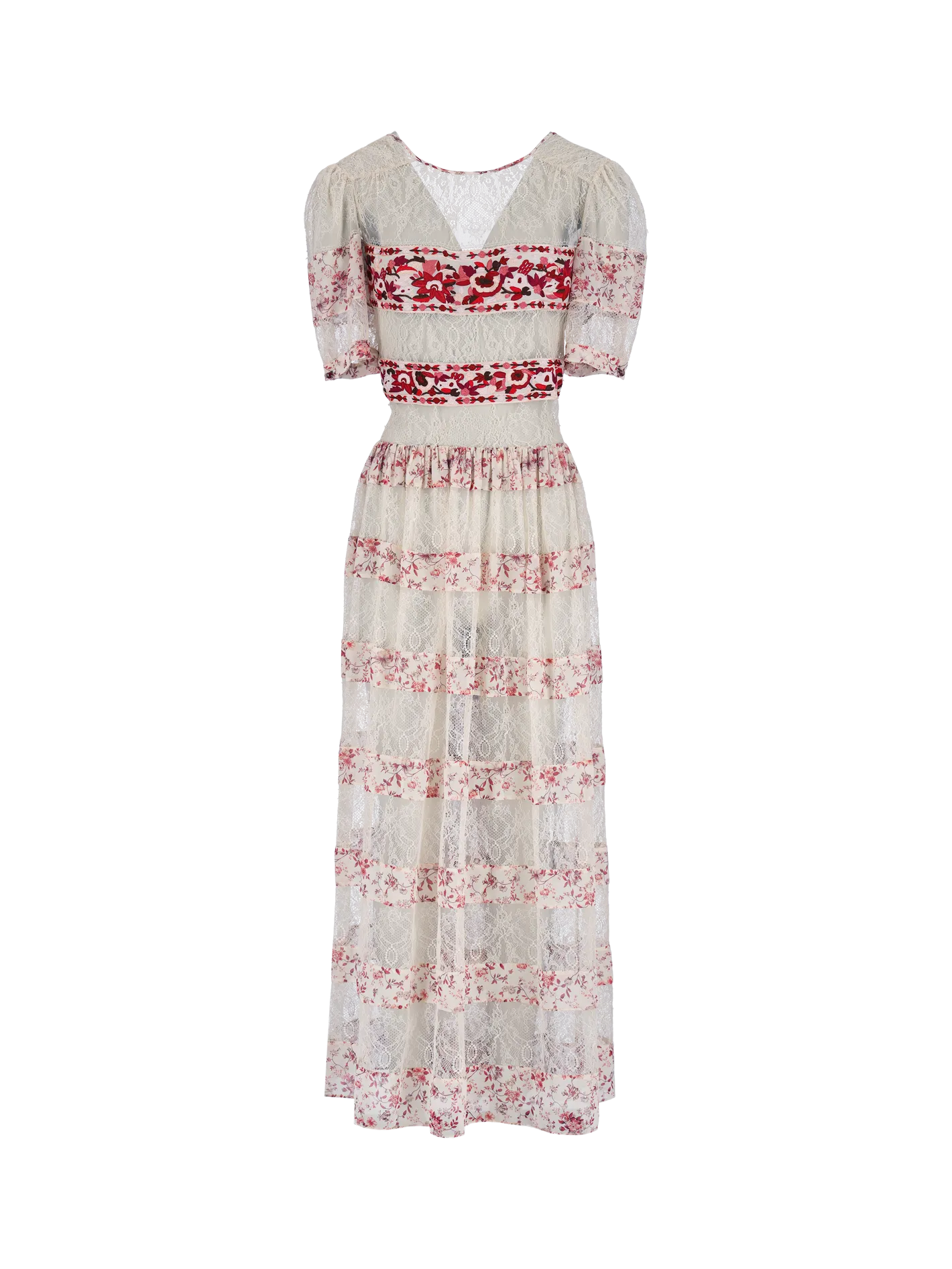 embroidered floral-print silk maxi dress