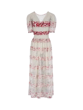 embroidered floral-print silk maxi dress