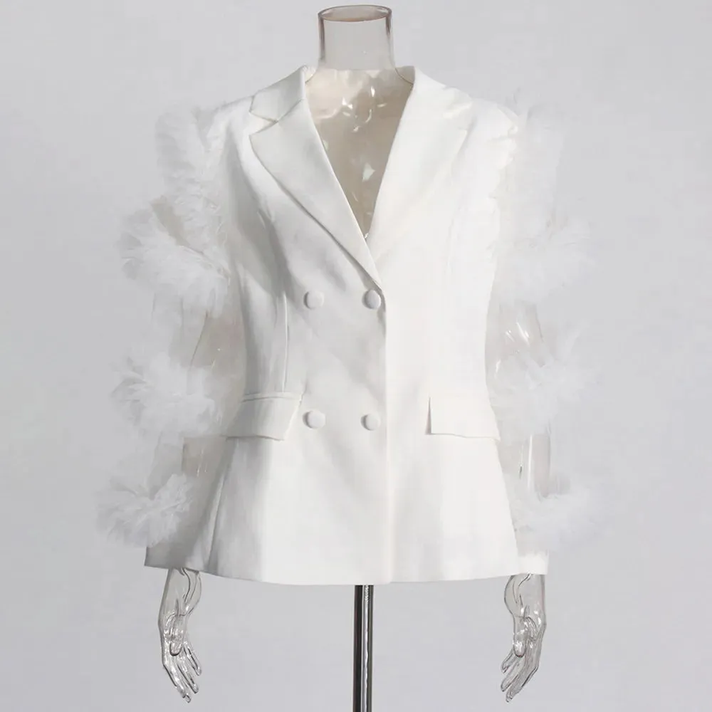 Fashion Mesh Sleeve Blazer