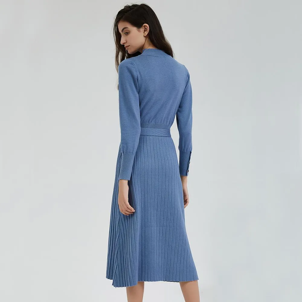 FashionSierra - Elegant Turtleneck Long Sleeve Sweater Dresses