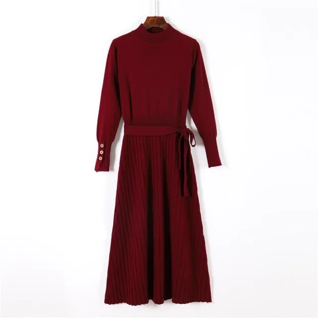 FashionSierra - Elegant Turtleneck Long Sleeve Sweater Dresses