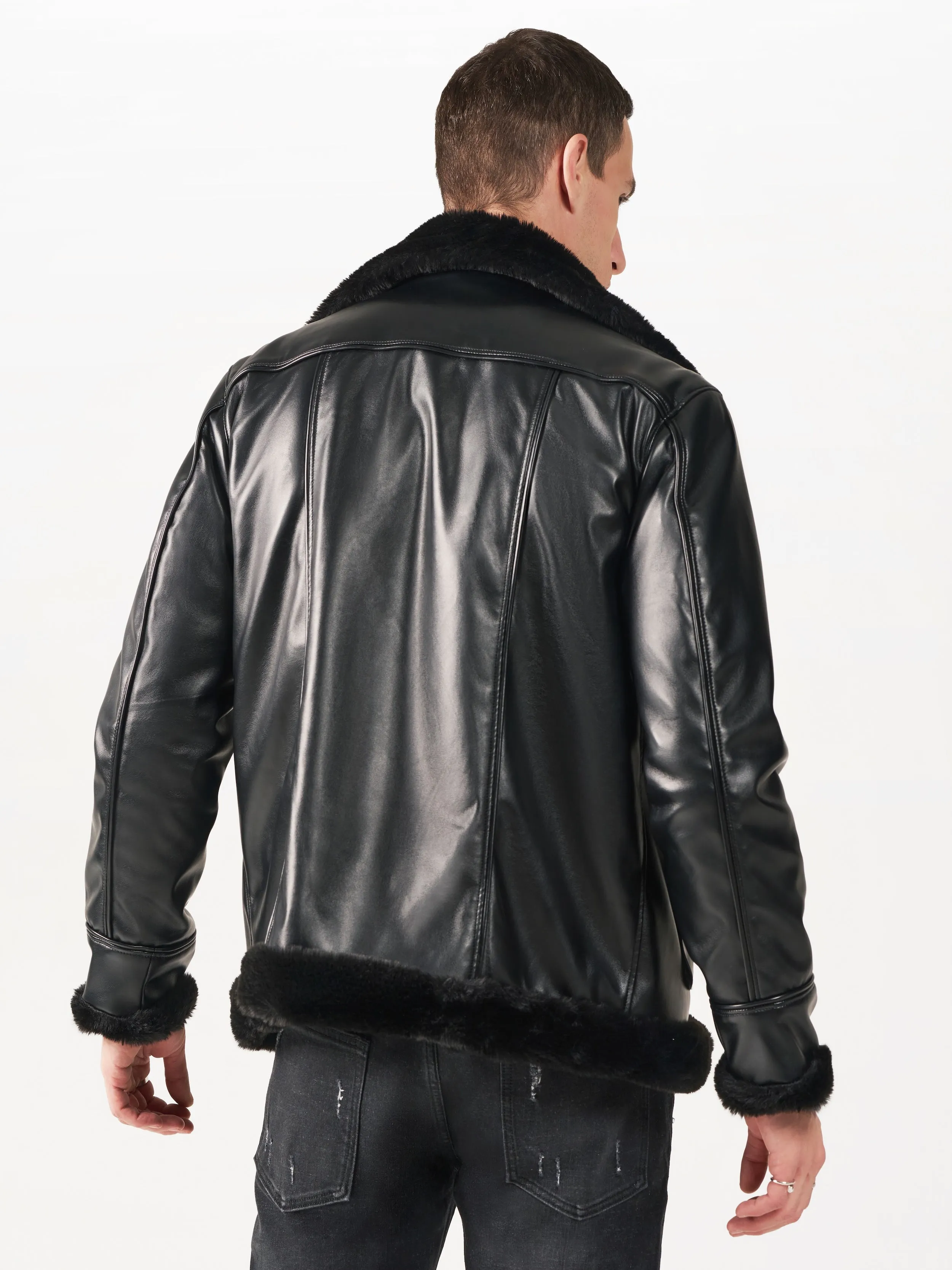 Faux Fur Padded Leatherite Jacket