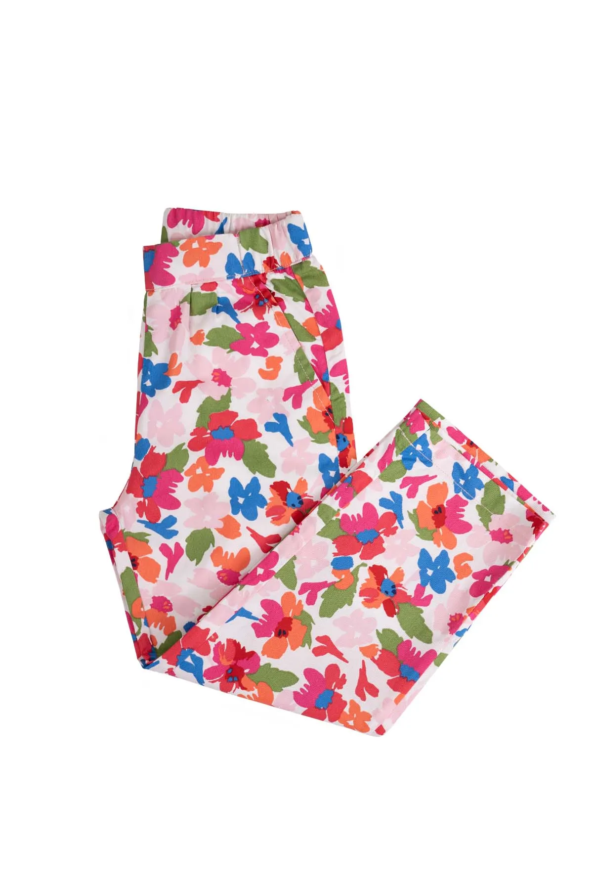 Floral Straight Pant For Girl - Multicolor