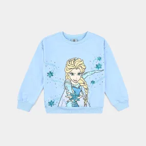 Girls Cotton Terry Sweatshirt Character-LT.Blue