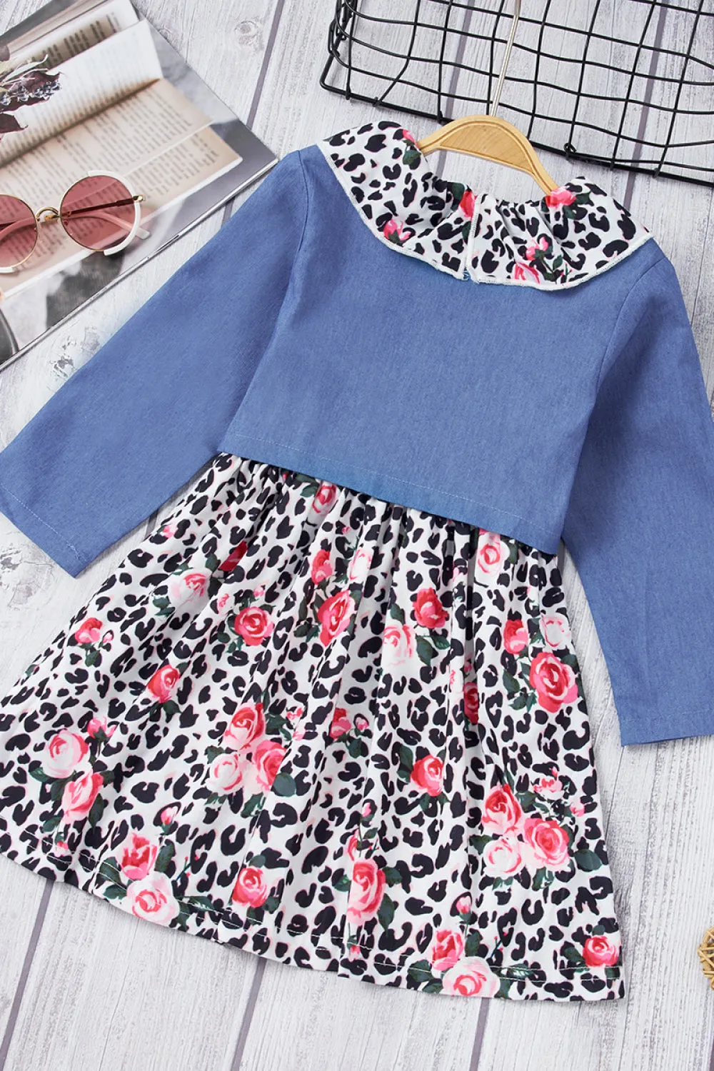 Girls Denim Top and Floral Dress Set
