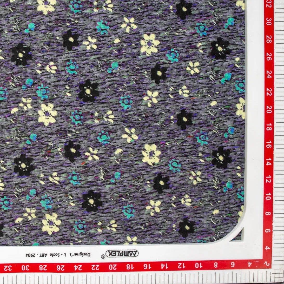 Grey Floral Print Russian Silk Fabric