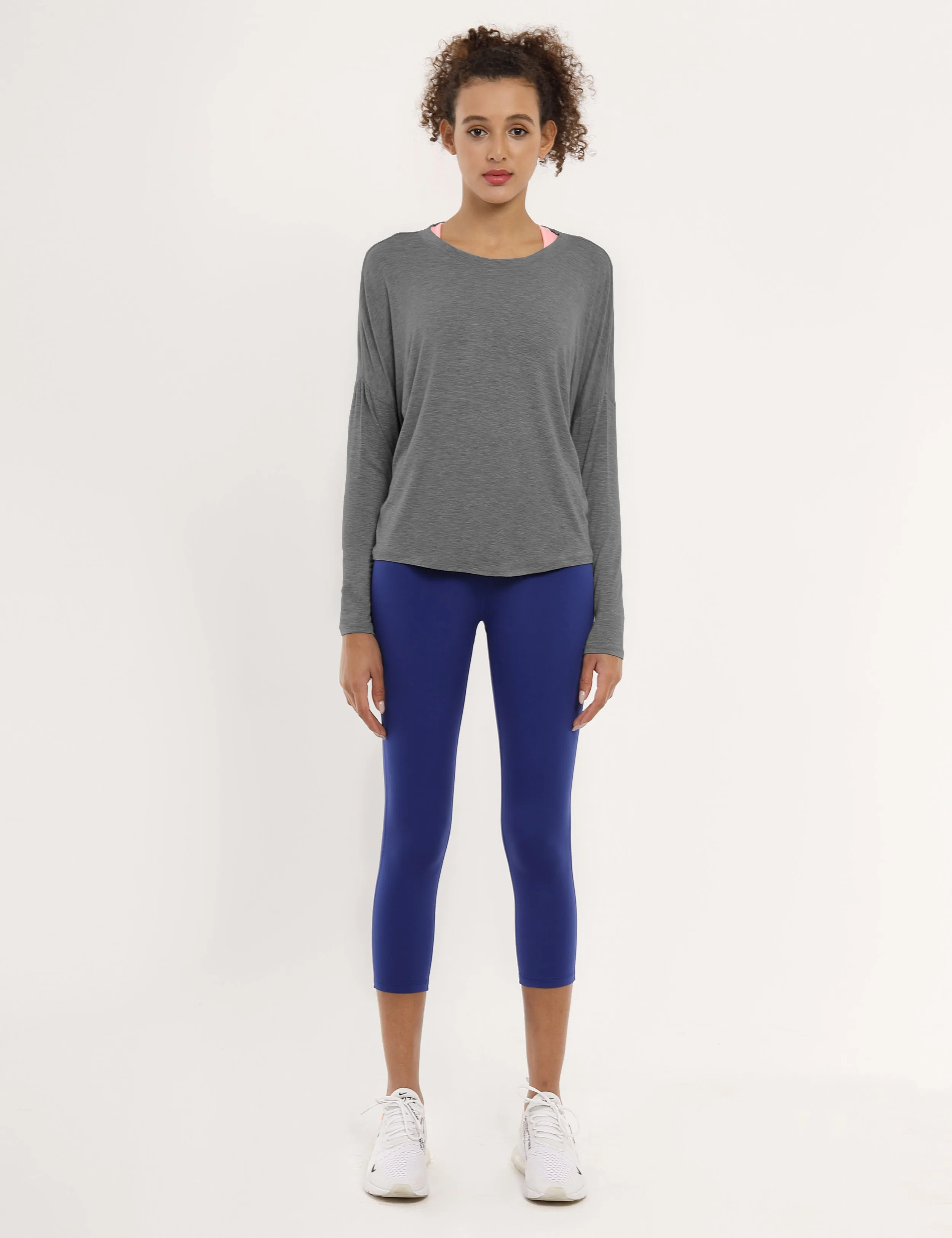 Gym Batwing Tunic Tops heathercharcoal_Gym