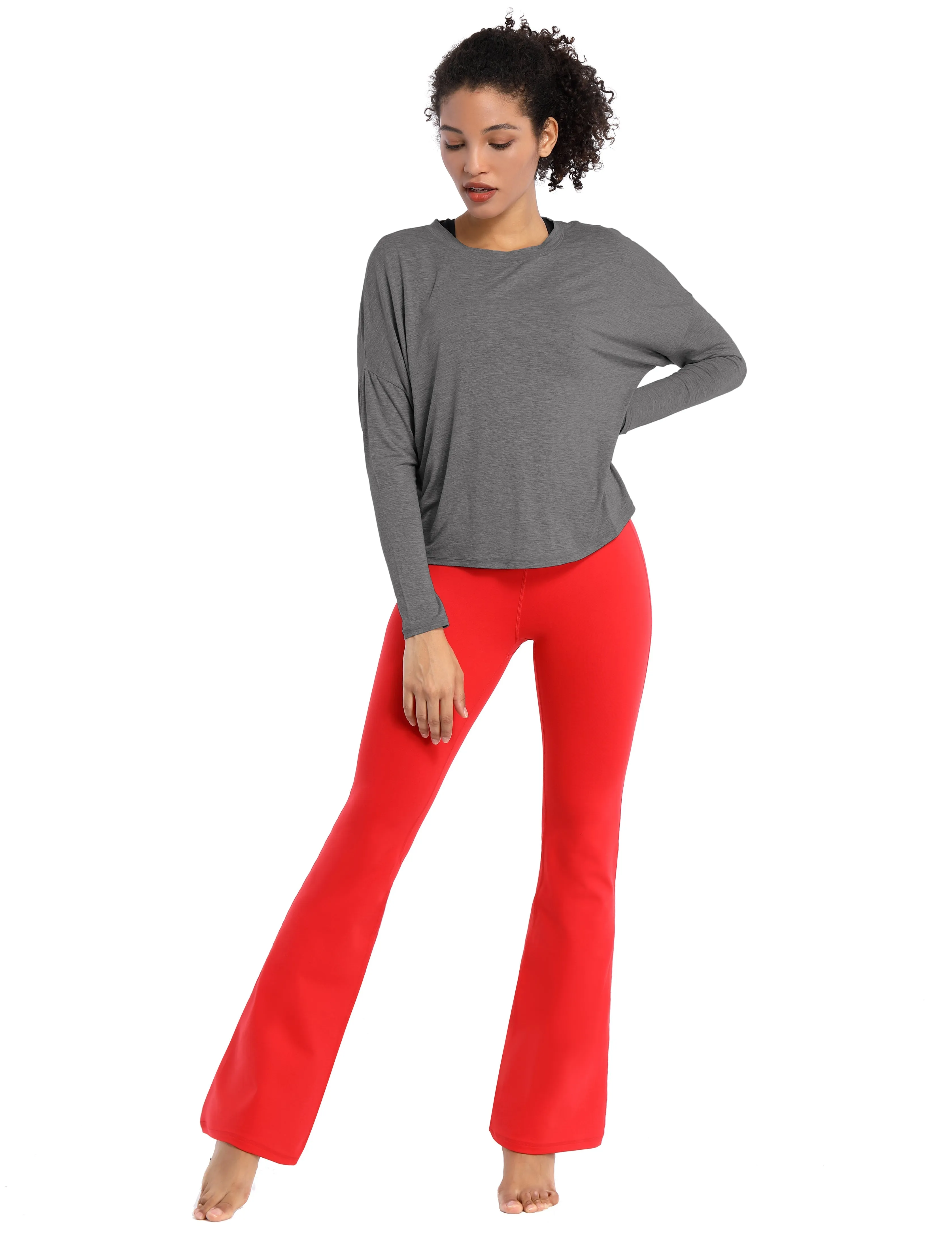 Gym Batwing Tunic Tops heathercharcoal_Gym