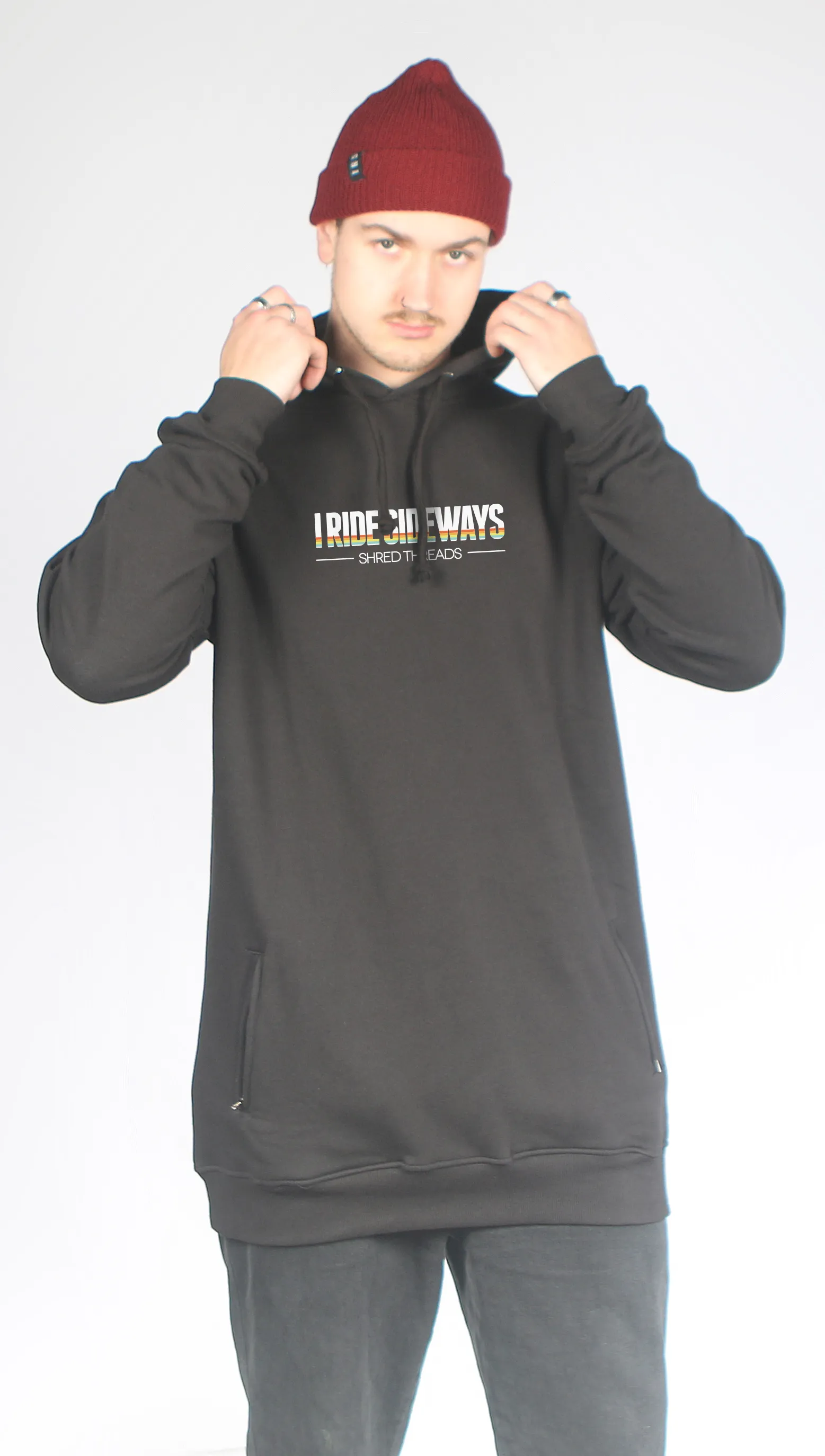 I Ride Sideways DWR Shred Fit Hoodie Strike Black