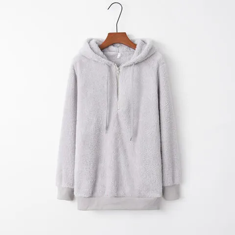 In The Clouds Quarter-Zip Teddy Hoodie