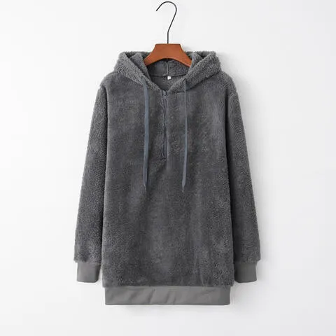 In The Clouds Quarter-Zip Teddy Hoodie