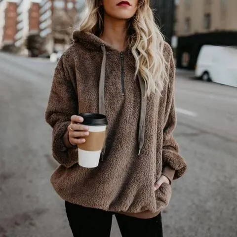In The Clouds Quarter-Zip Teddy Hoodie