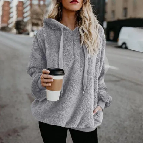 In The Clouds Quarter-Zip Teddy Hoodie