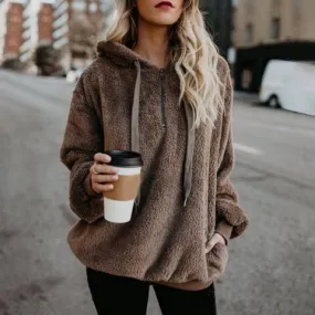 In The Clouds Quarter-Zip Teddy Hoodie