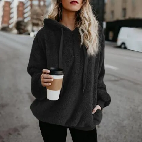In The Clouds Quarter-Zip Teddy Hoodie