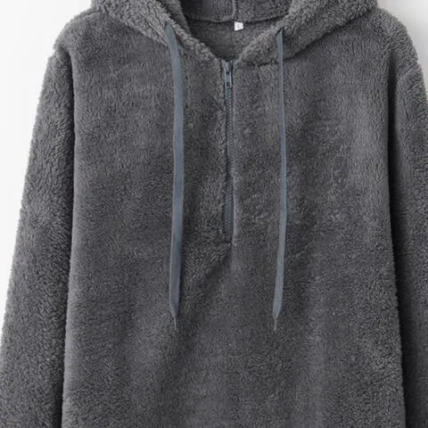 In The Clouds Quarter-Zip Teddy Hoodie