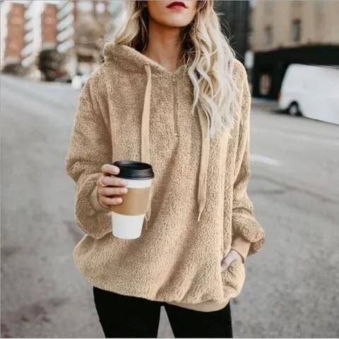 In The Clouds Quarter-Zip Teddy Hoodie