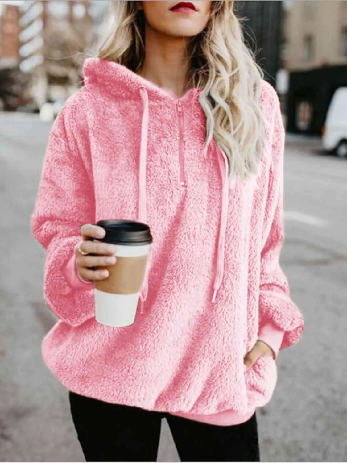In The Clouds Quarter-Zip Teddy Hoodie