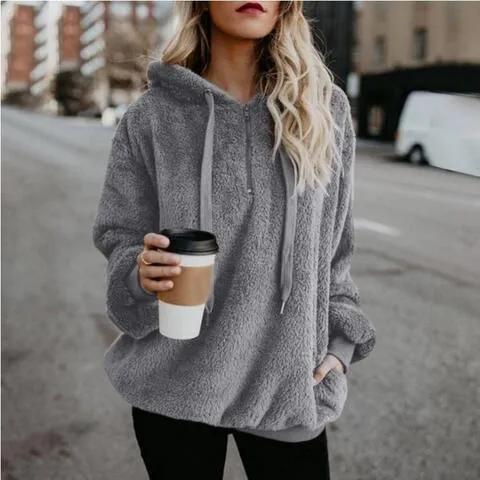 In The Clouds Quarter-Zip Teddy Hoodie