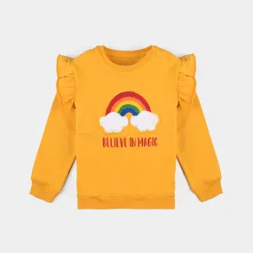 Infants Girls Cotton Terry Sweatshirt Believe In Magic-Citrus