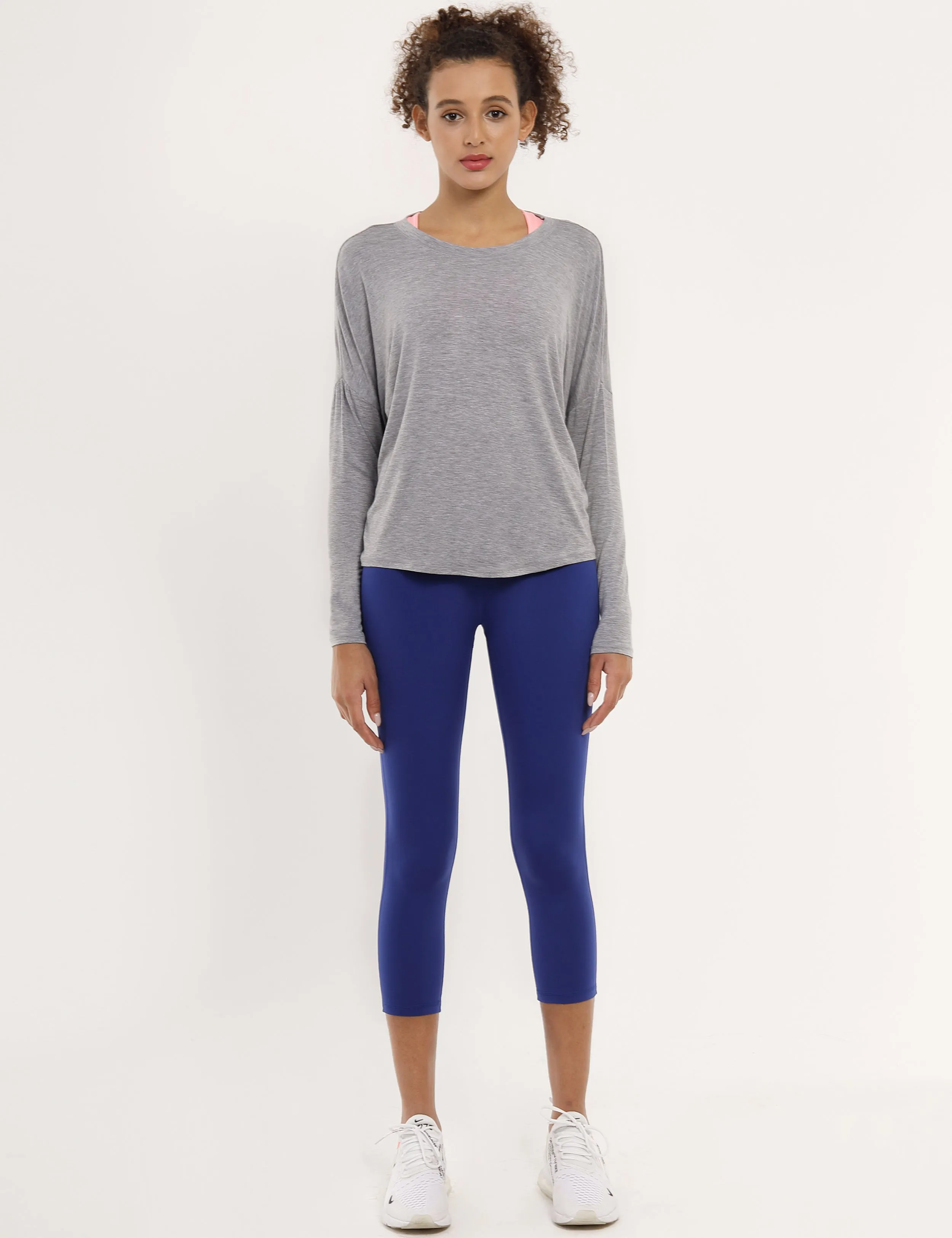 Jogging Batwing Tunic Tops heathergray_Jogging