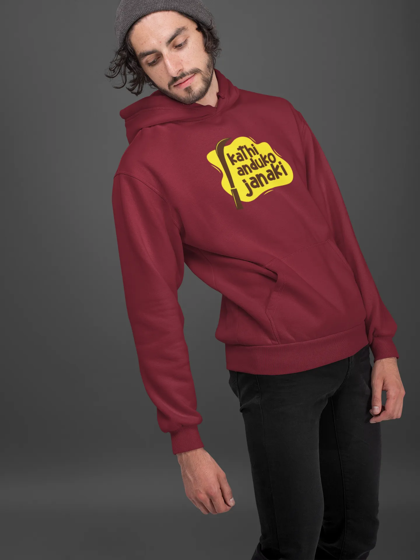 Kathi Anduko Janaki Unisex Hoodie Maroon