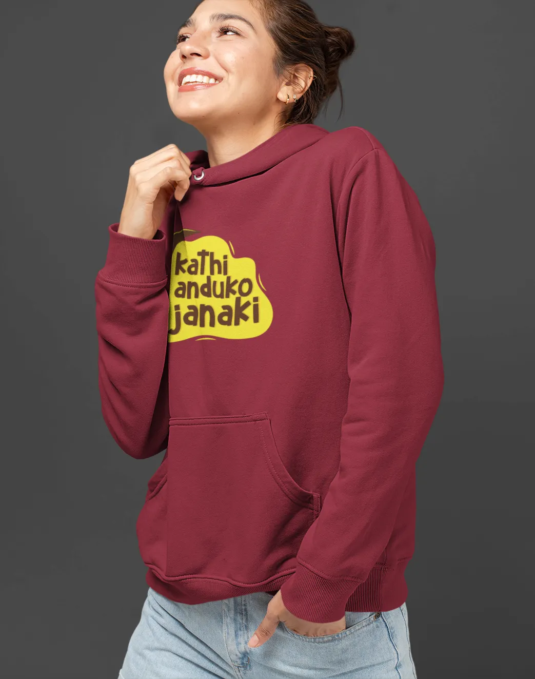 Kathi Anduko Janaki Unisex Hoodie Maroon