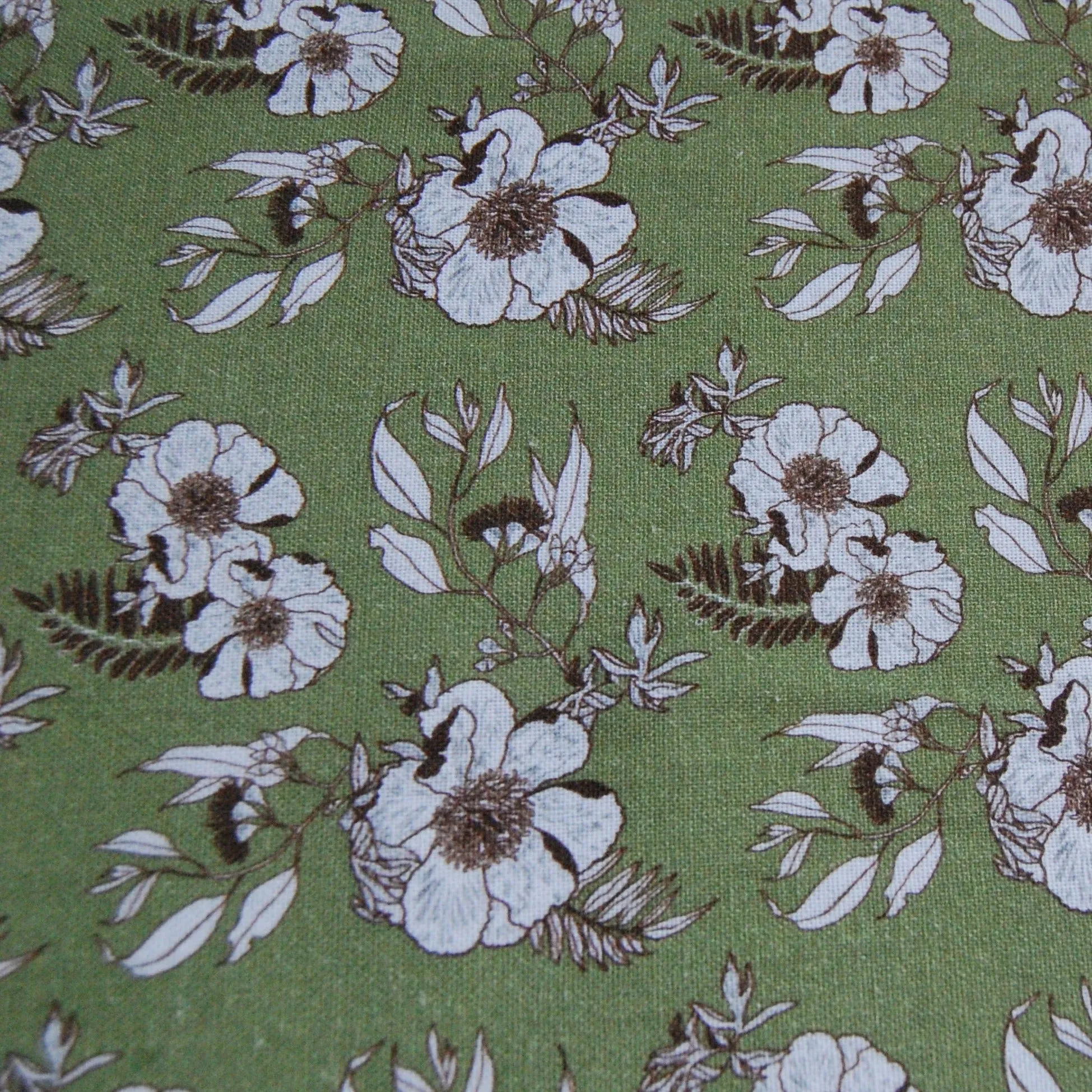 Light Green Floral Print Spun Fabric