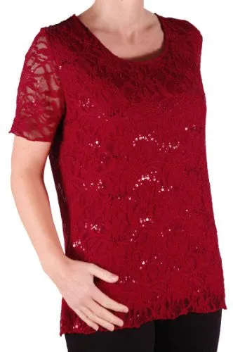 Marla Short Sleeve Lace Plus Size Tops