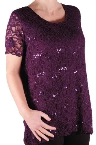 Marla Short Sleeve Lace Plus Size Tops