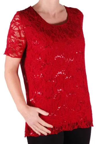 Marla Short Sleeve Lace Plus Size Tops