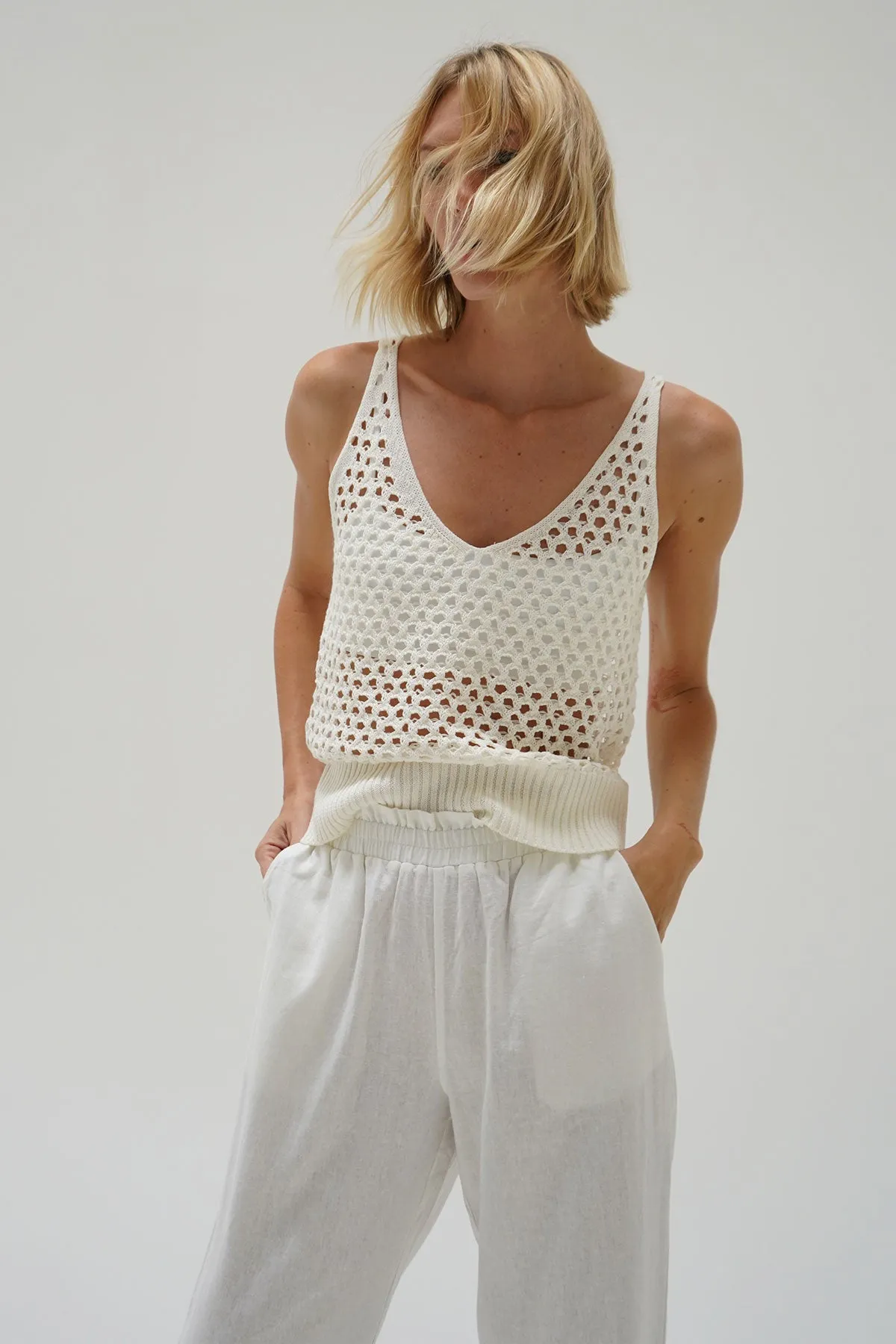 Mavi Open Knit Tank - Ivory