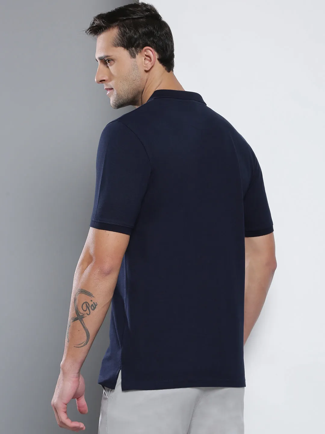 Men's Casual Slim Fit Polo Neck T-Shirt Stylish Half Sleeves T-Shirts Color Block Pattern Pure Cotton Polos