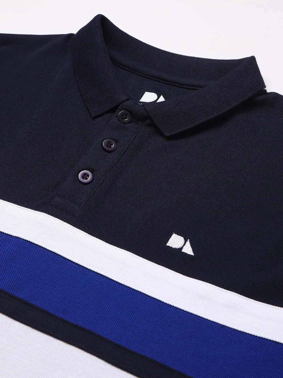 Men's Casual Slim Fit Polo Neck T-Shirt Stylish Half Sleeves T-Shirts Color Block Pattern Pure Cotton Polos
