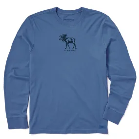 Men's Simple Moose Long-Sleeve Crusher-LITE Tee - Vintage Blue