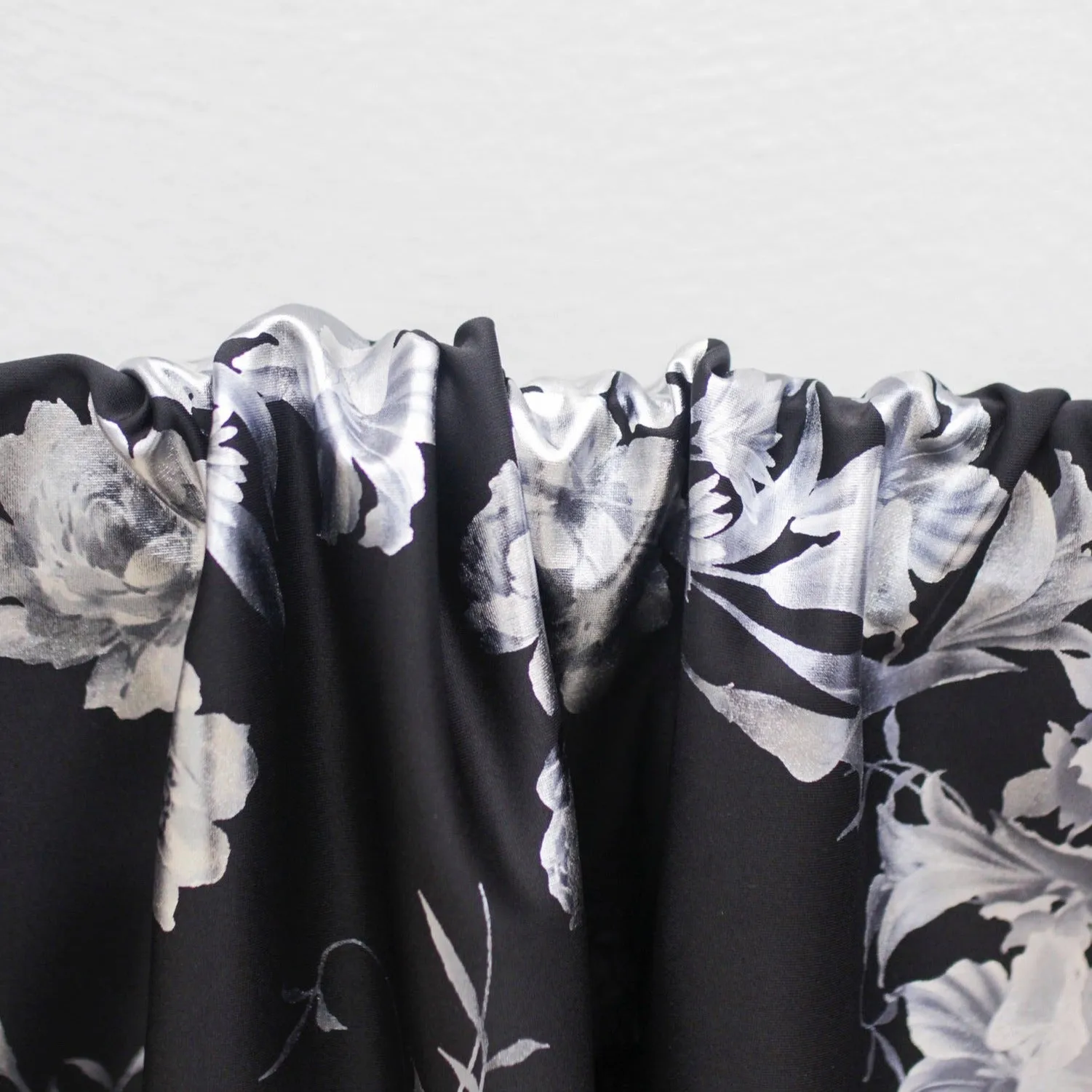 Mikado - Black/Silver Foiled Flower Ponte Knit - Remnant