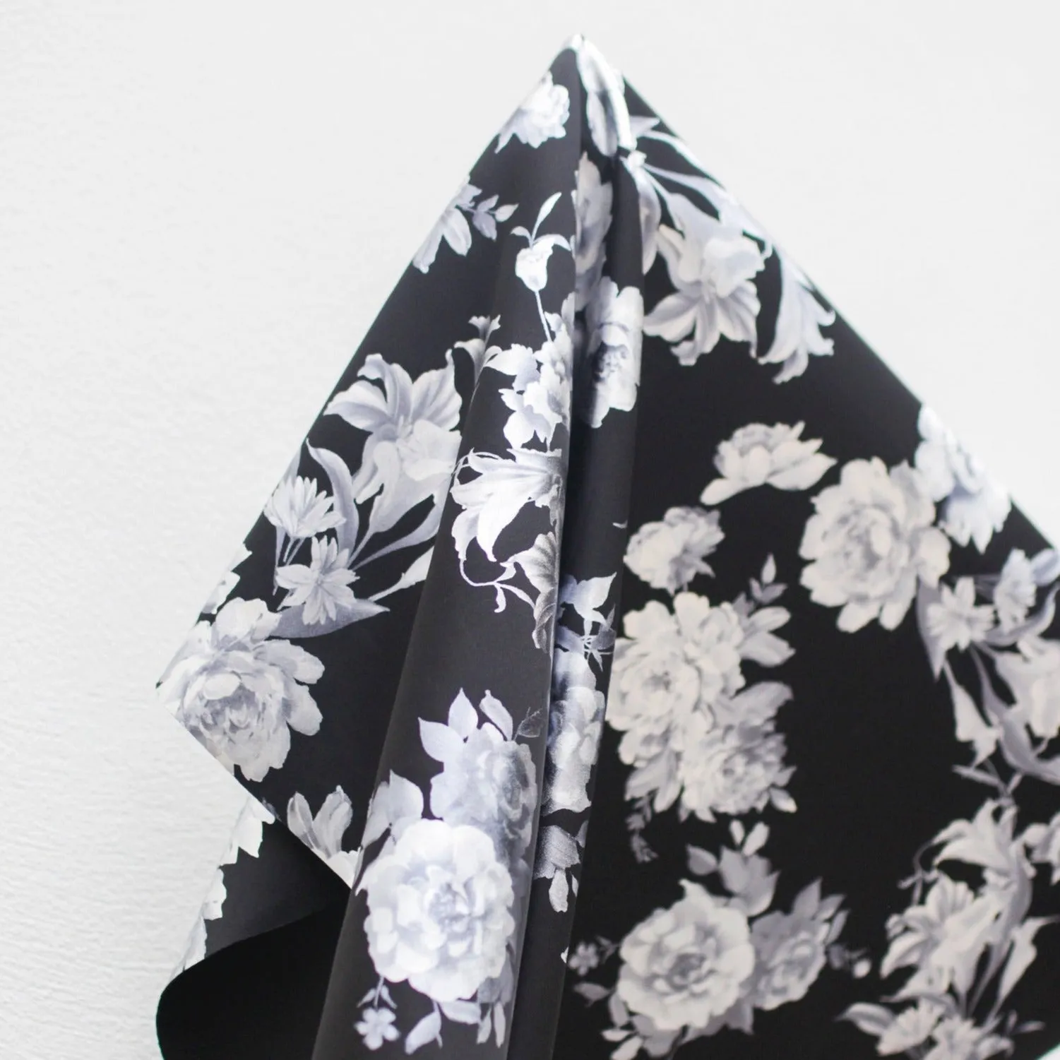 Mikado - Black/Silver Foiled Flower Ponte Knit - Remnant