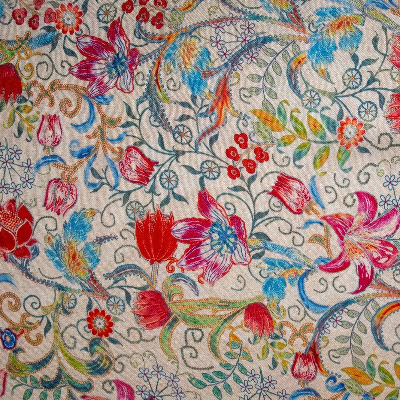 Multi Color Digital Floral Print Pure Silk Fabric