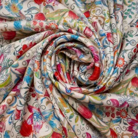 Multi Color Digital Floral Print Pure Silk Fabric