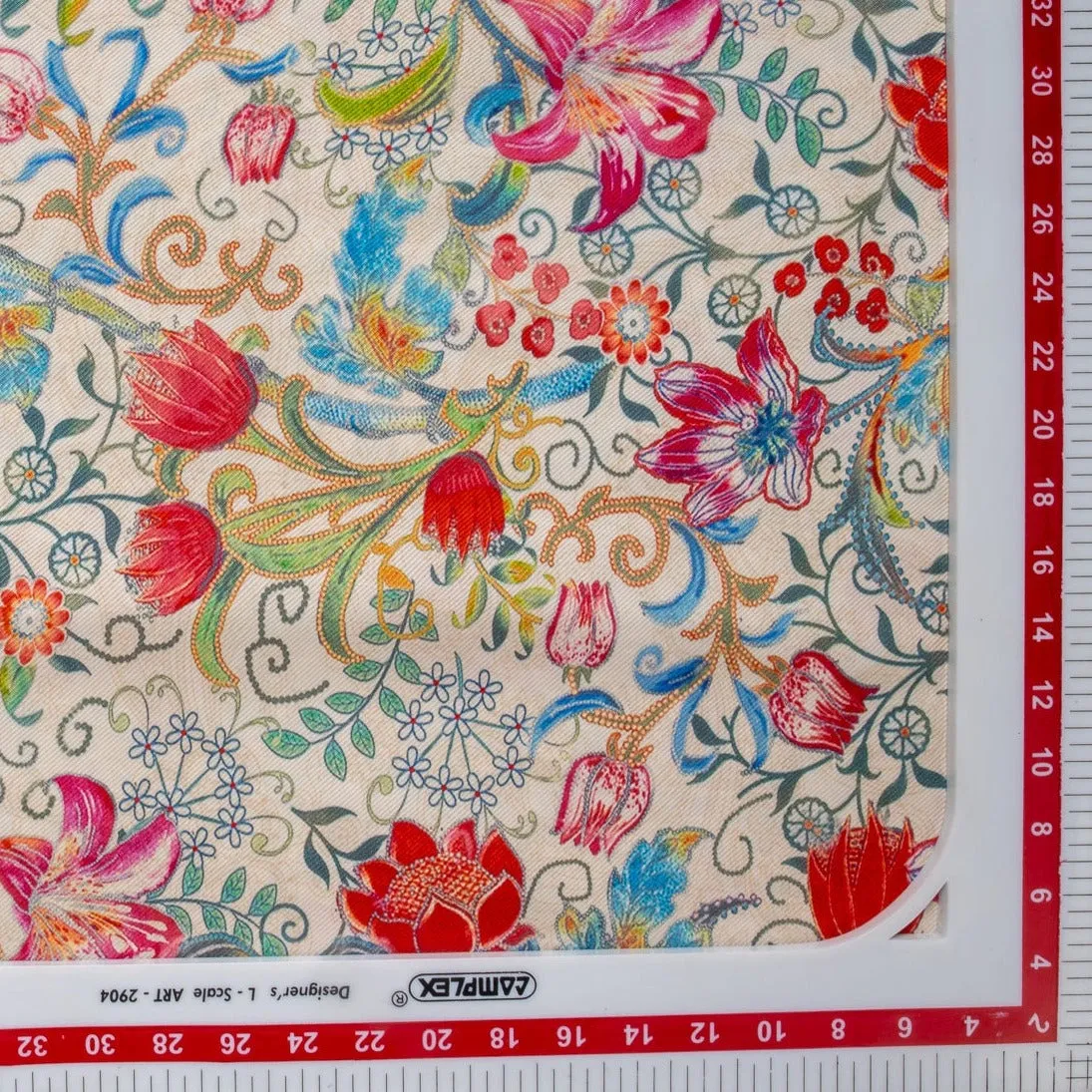 Multi Color Digital Floral Print Pure Silk Fabric