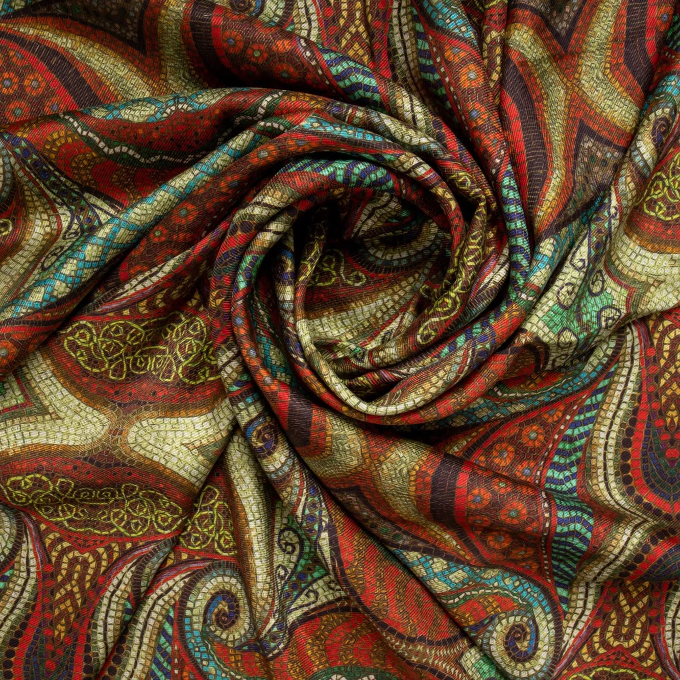 Multi Color Digital Print Pure Silk Fabric