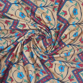 Mustard Floral Geometrical Print Spun Fabric