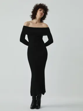 Nostalgia Off Shoulder Long Modern Sleeve Long Sweater Dress