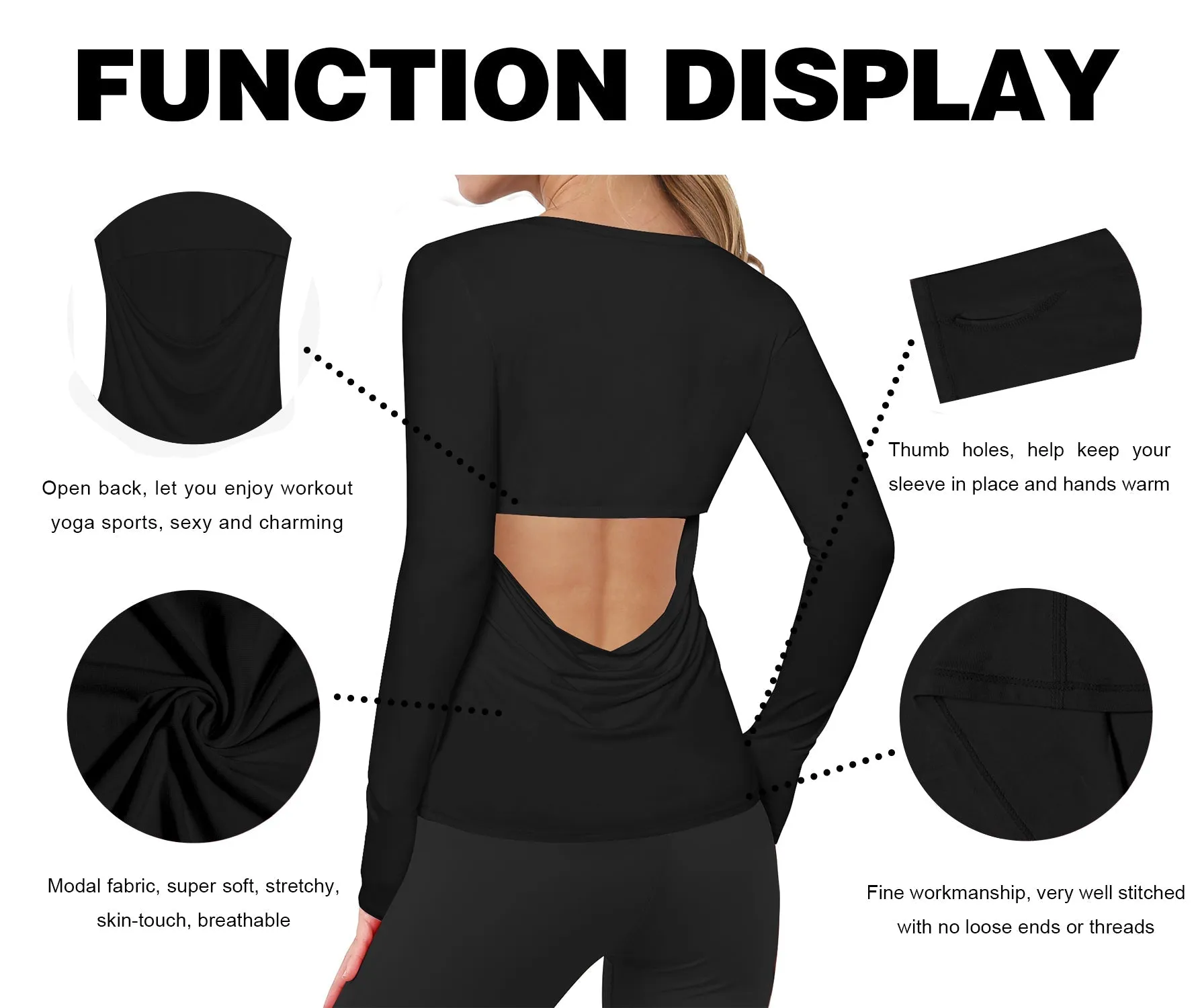 Open Back Long Sleeve Tops black_Golf