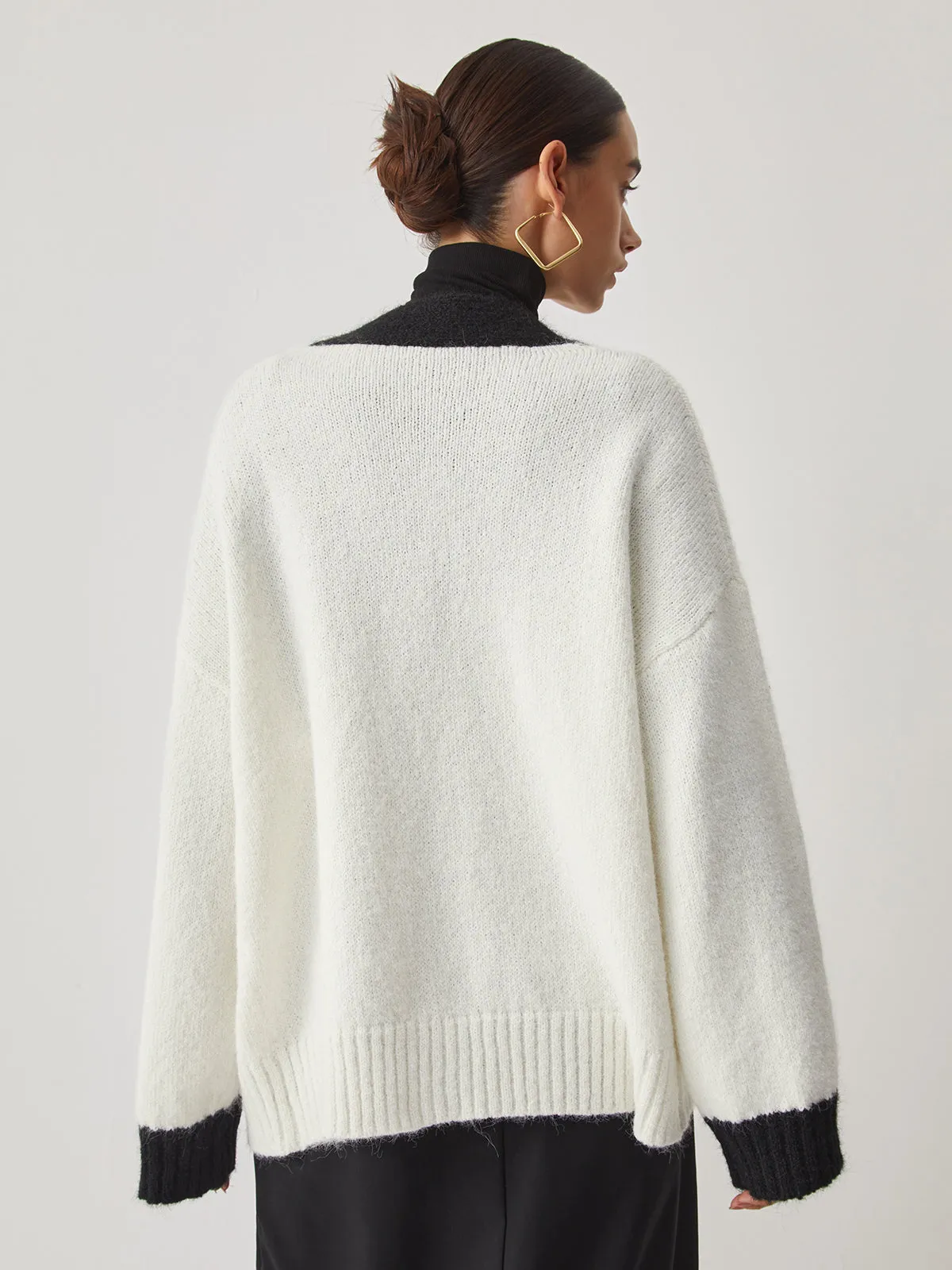 Oversized Contrast Graceful Trim Cardigan