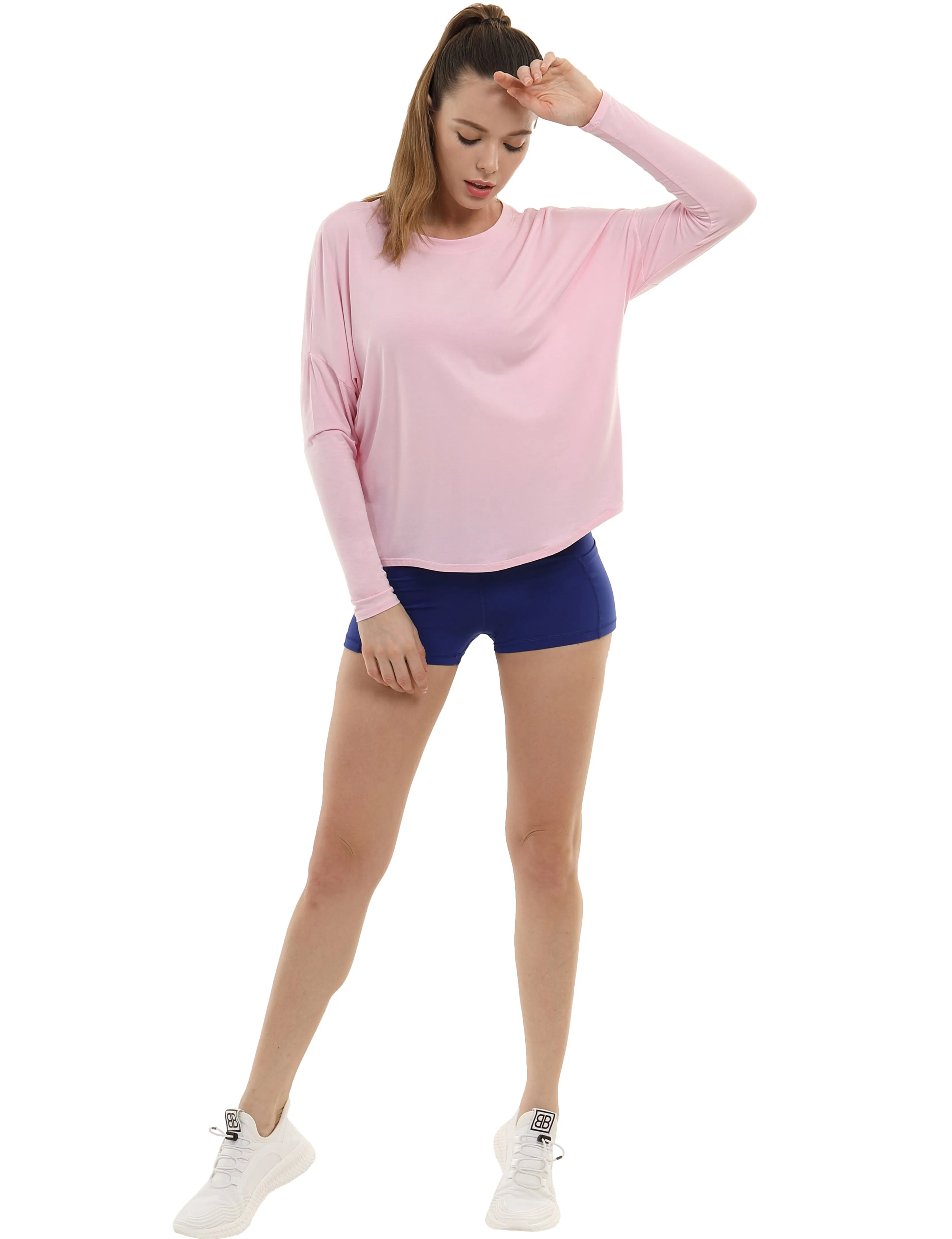 Pilates Batwing Tunic Tops lightpink_Pilates
