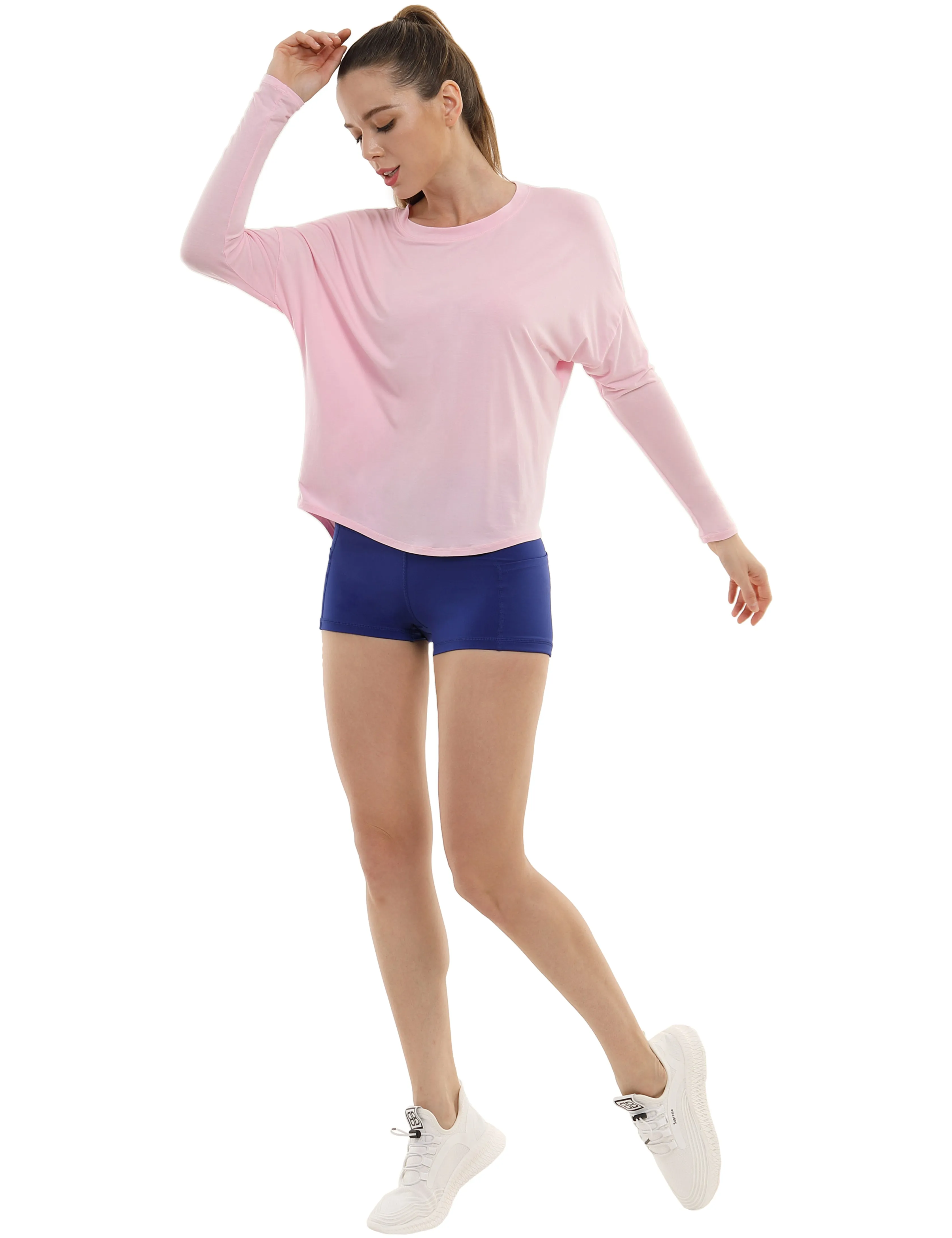 Pilates Batwing Tunic Tops lightpink_Pilates