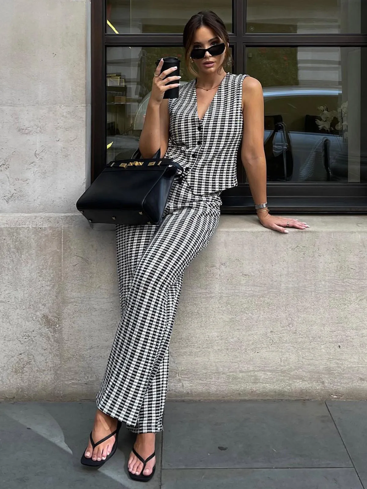 Pinstripe Eyelet Graceful Knit Vest