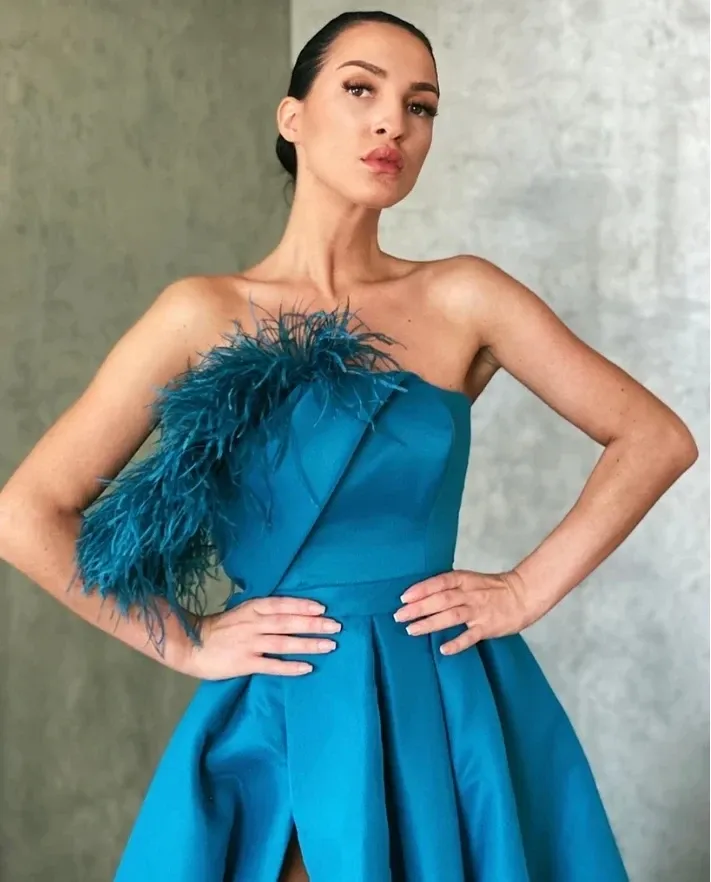Promfast A Line Blue Floor Length Satin Prom Dresses Formal Evening Dresses PFP1878