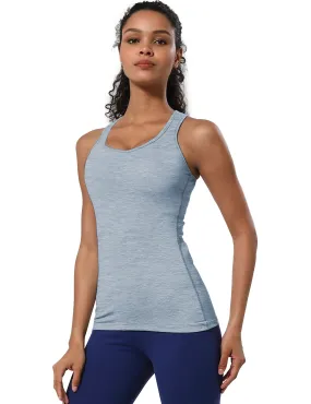 Racerback Athletic Tank Tops heatherblue_Plus Size